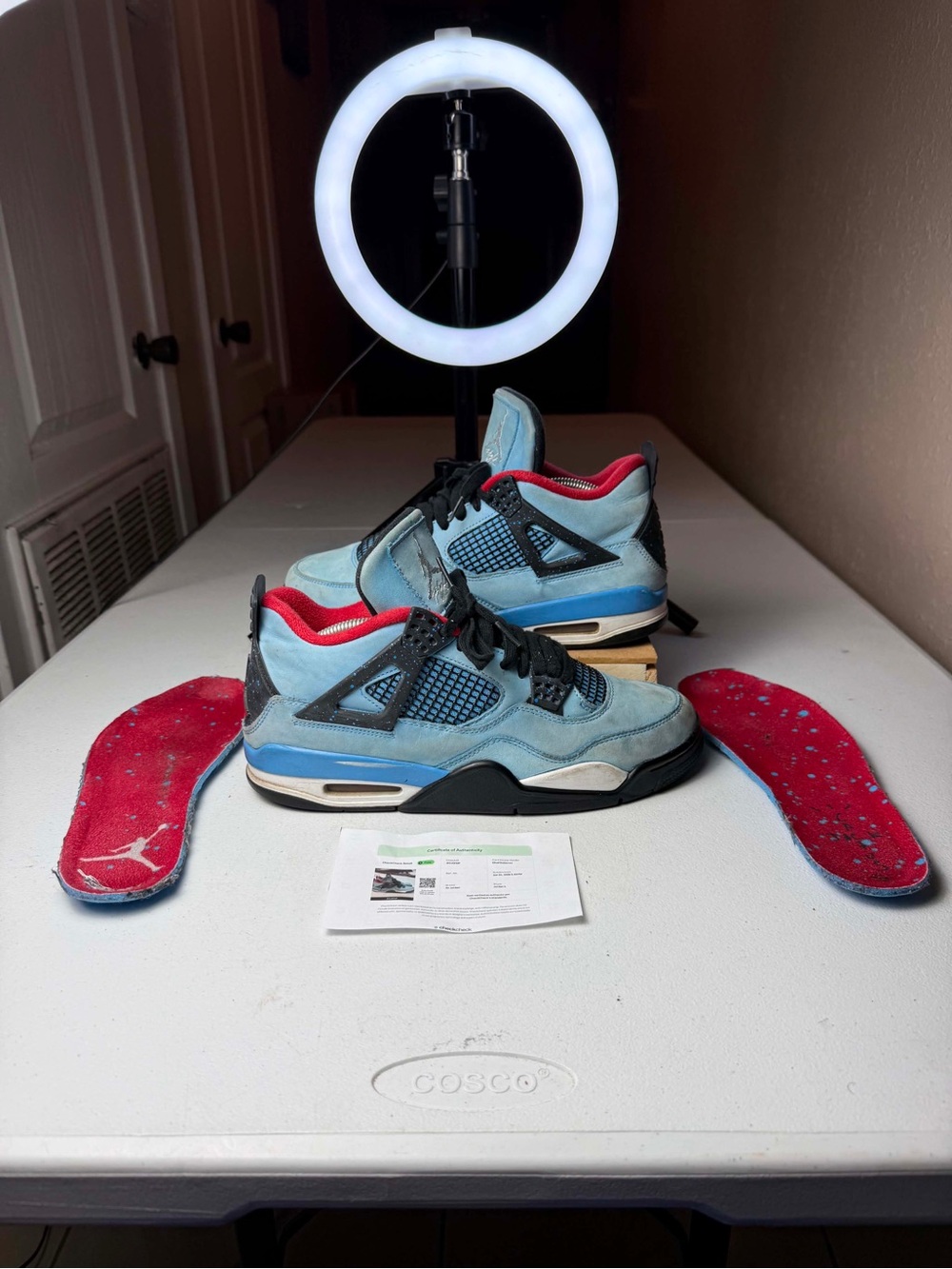 Jordan 4 Retro x Travis Scott Mid Cactus Jack Sz 9 COA CHECKCHECK Authentic BEAT